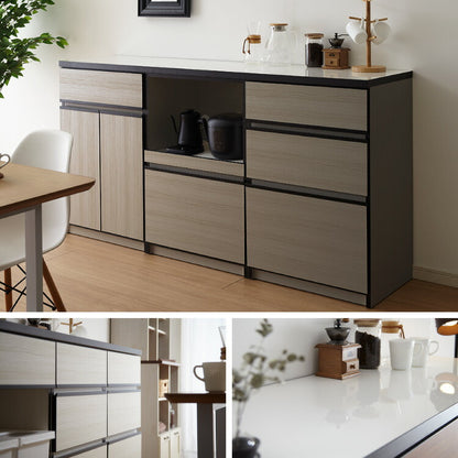 キッチンカウンター 120 完成品 FRON120 引き出し収納 ダストボックス収納 モイス加工 ごみ箱 間仕切り 背面化粧 開梱設置無料 奥行45 高さ93 フルオープンレール ポリエステル化粧板(代引不可)