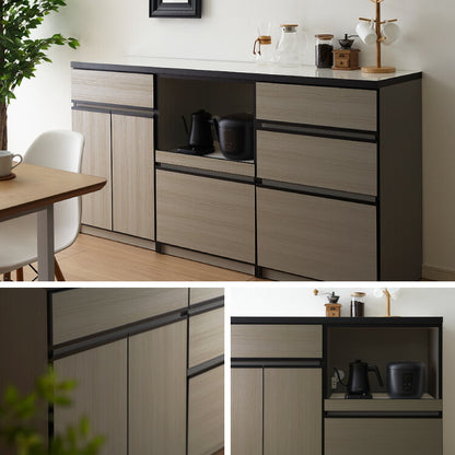 キッチンカウンター 120 完成品 FRON120 引き出し収納×2 間仕切り 背面化粧 奥行45 高さ93 開梱設置無料 フルオープンレール アイランドキッチン ポリエステル化粧板(代引不可)