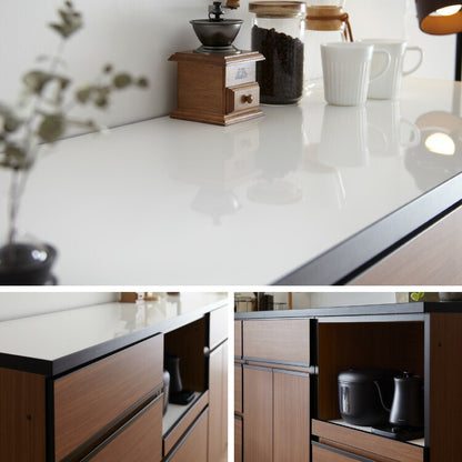 キッチンカウンター 60 完成品 FLON60 ダストボックス収納 モイス加工 ごみ箱 間仕切り 背面化粧 奥行45 高さ93 アルミ取っ手 北欧 フルオープンレール アイランドキッチン ポリエステル化粧板(代引不可)