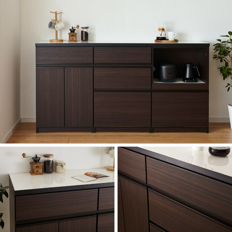 キッチンカウンター 60 完成品 FLON60 ダストボックス収納 モイス加工 ごみ箱 間仕切り 背面化粧 奥行45 高さ93 アルミ取っ手 北欧 フルオープンレール アイランドキッチン ポリエステル化粧板(代引不可)