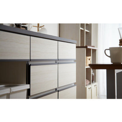 キッチンカウンター 60 完成品 FLON60 引き出し収納 間仕切り 背面化粧 奥行45 高さ93 アルミ取っ手 北欧 フルオープンレール アイランドキッチン ポリエステル化粧板(代引不可)