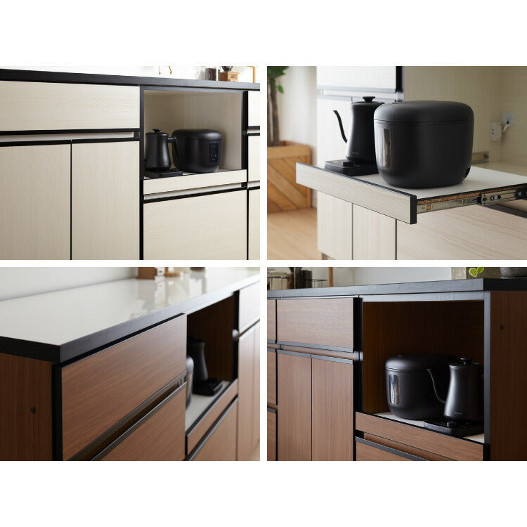 キッチンカウンター 60 完成品 FLON60 引き出し収納 間仕切り 背面化粧 奥行45 高さ93 アルミ取っ手 北欧 フルオープンレール アイランドキッチン ポリエステル化粧板(代引不可)