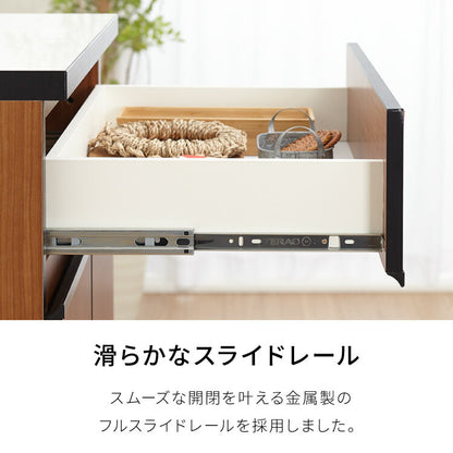 キッチンカウンター 60 完成品 FLON60 開き扉収納 間仕切り 背面化粧 奥行45 高さ93 アルミ取っ手 北欧 フルオープンレール アイランドキッチン ポリエステル化粧板(代引不可)