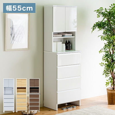 ランドリーチェスト ハイタイプ 幅55cm 高さ180cm 奥行40cm 【国産 大川家具 完成品】 ランドリー収納 ランドリーボックス サニタリーラック サニタリーチェスト