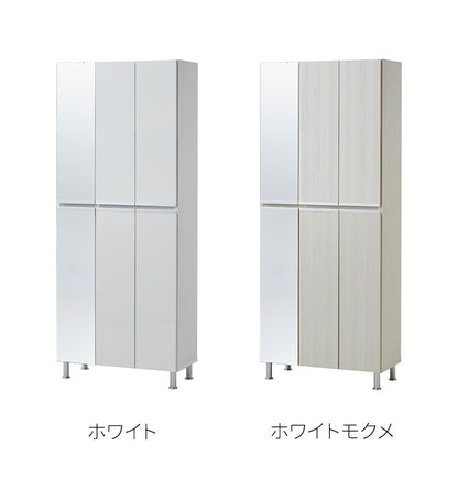 姿見タイプ シューズボックス リアル 約30足 幅75.2×奥行35×高さ184.5cm 上下ミラー付き アジャスター付き 収納 靴箱 大容量 シューズラック 下駄箱 収納ボックス 省スペース おしゃれ 靴入れ 玄関(代引不可)