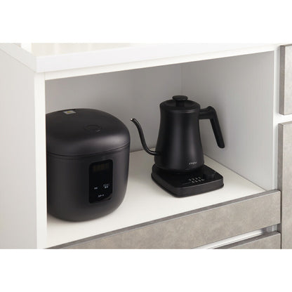 キッチンカウンター 間仕切り 幅90 食器棚 国産 完成品 大川家具 防汚加工 鏡面ホワイト セラミック調グレー 大容量 キッチン 収納 レンジ台 収納棚 スライド式 フルオープンレール ローリエ(代引不可)