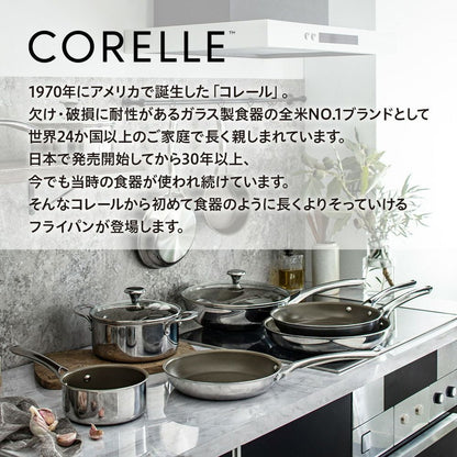 CORELLE コレール フライパン 20cm 10年保証 IH対応 ガス火OK フッ素不使用 PFOA PFAS フリー 強火調理 金属ツール オーブン DuraNano デュラナノ CSFP20SV ドウシシャ DOSHISHA