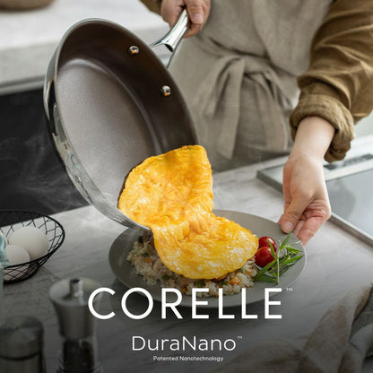 CORELLE コレール フライパン 24cm 10年保証 IH対応 ガス火OK フッ素不使用 PFOA PFAS フリー 強火調理 金属ツール オーブン DuraNano デュラナノ CSFP24SV ドウシシャ DOSHISHA