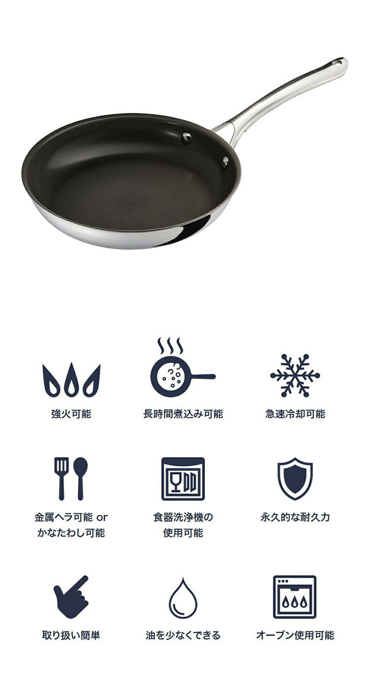 CORELLE コレール フライパン 24cm 10年保証 IH対応 ガス火OK フッ素不使用 PFOA PFAS フリー 強火調理 金属ツール オーブン DuraNano デュラナノ CSFP24SV ドウシシャ DOSHISHA