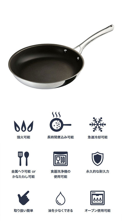 CORELLE コレール フライパン 26cm 10年保証 IH対応 ガス火OK フッ素不使用 PFOA PFAS フリー 強火調理 金属ツール オーブン DuraNano デュラナノ CSFP26SV ドウシシャ DOSHISHA