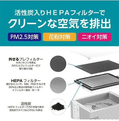薄型空気清浄機 APA-081NWH ホワイト 目立たず空気を綺麗に! スリム 空気清浄機 薄型 3WAY 縦置き・横置き・平置き コンパクト HEPAフィルター 花粉 PM2.5 ニオイ 対策 ドウシシャ DOSHISHA