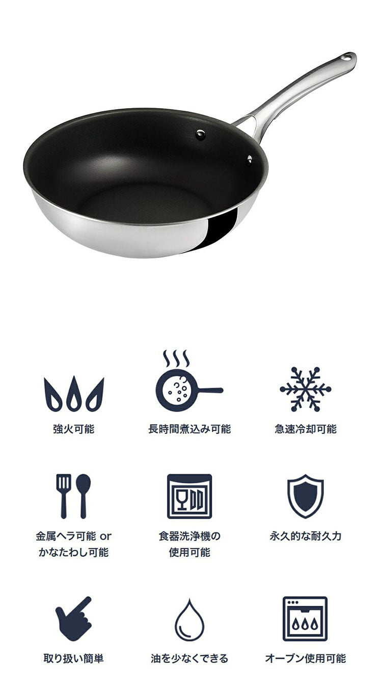 CORELLE コレール フライパン 28cm深型 10年保証 ウォックパン IH対応 ガス火OK フッ素不使用 PFOA PFAS フリー 深型 28cm 深型フライパン DuraNano デュラナノ CSFWP28SV ドウシシャ DOSHISHA