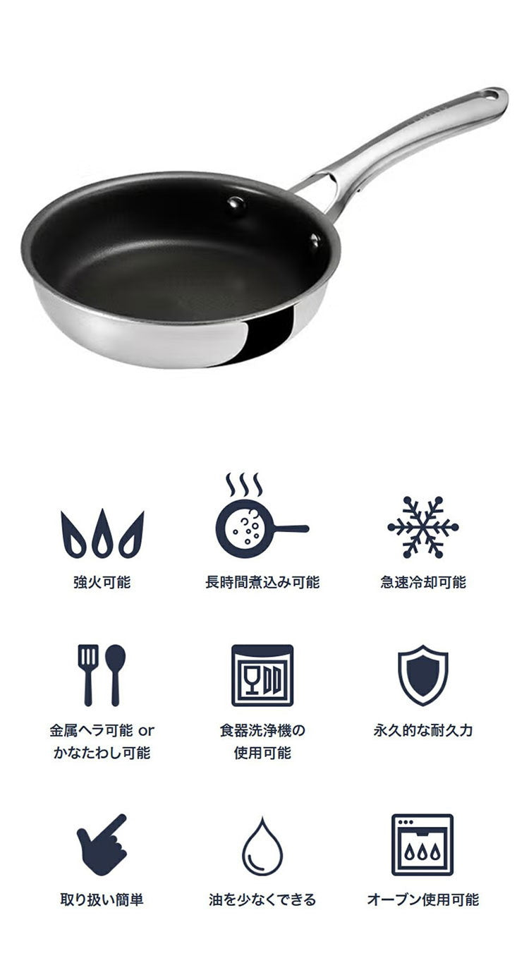 CORELLE コレール フライパン 16cm 10年保証 IH対応 ガス火OK フッ素不使用 PFOA PFAS フリー 強火調理 金属ツール オーブン DuraNano デュラナノ CSFP16SV ドウシシャ DOSHISHA