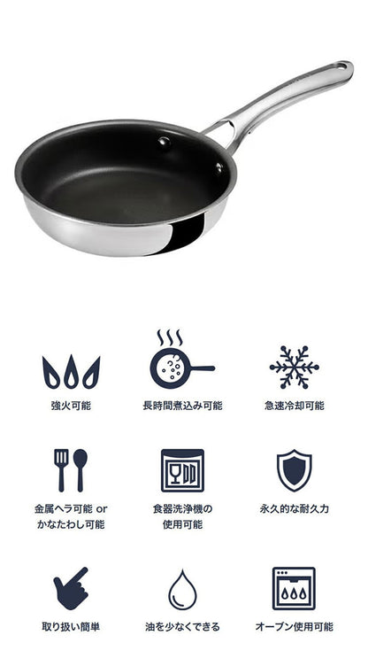 CORELLE コレール フライパン 16cm 10年保証 IH対応 ガス火OK フッ素不使用 PFOA PFAS フリー 強火調理 金属ツール オーブン DuraNano デュラナノ CSFP16SV ドウシシャ DOSHISHA