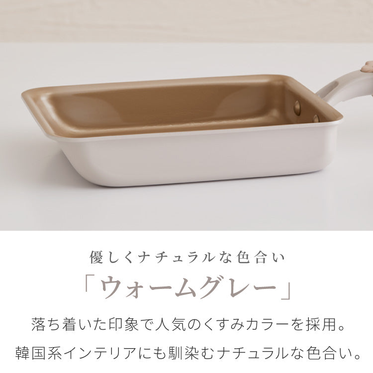 限定デザイン evercook エバークック 玉子焼きフライパン IH対応 ガス火OK 500日保証 軽量モデル 新型 ウォームグレー 取っ手付き pfoaフリー お手入れ簡単 軽い 焦げ付かない【送料無料】