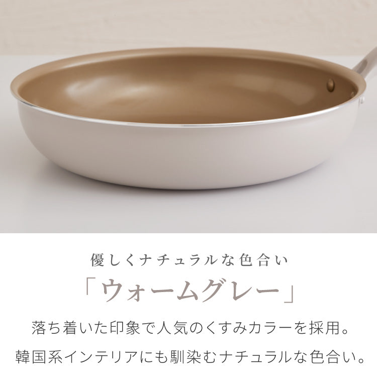 限定デザイン evercook エバークック フライパン 26cm IH対応 ガス火OK 500日保証 軽量モデル 新型 ウォームグレー 取っ手付き pfoaフリー お手入れ簡単 軽い 焦げ付かない【送料無料】
