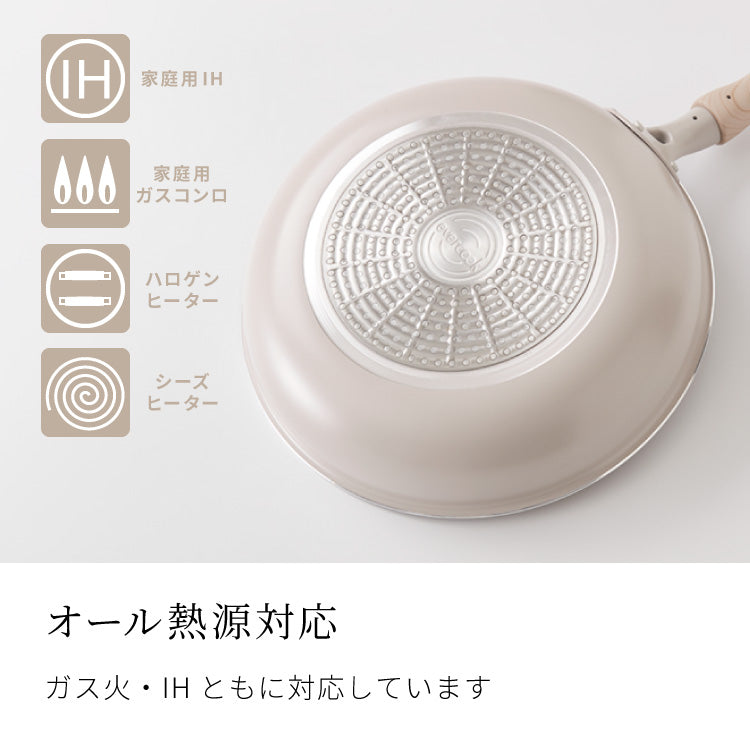 限定デザイン evercook エバークック フライパン 26cm IH対応 ガス火OK 500日保証 軽量モデル 新型 ウォームグレー 取っ手付き pfoaフリー お手入れ簡単 軽い 焦げ付かない【送料無料】