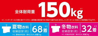 ハンガープロ ダブル Luminous(ルミナス) 幅100.5cm 耐荷重150 2段 スチール 高さ伸縮式 キャスター付 省スペース 頑丈 ハンガーラック パイプハンガー ワードローブ 衣類収納 HPD-100CR