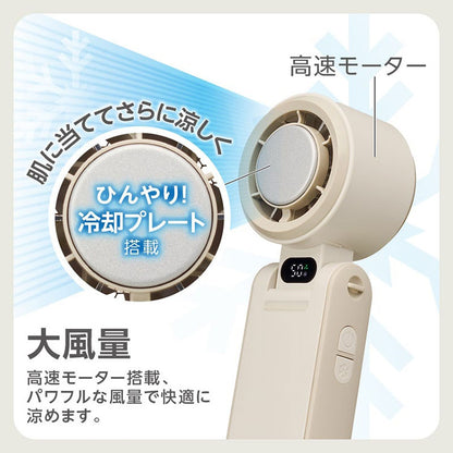 冷却プレート付きハンディファン 大風量 アイス 3WAY 首掛け・卓上・ハンディ 扇風機 USB充電 Type-C 携帯扇風機 ハンディファン 首掛け 卓上 コンパクト 熱中症対策 JFSB-42B ドウシシャ DOSHISHA