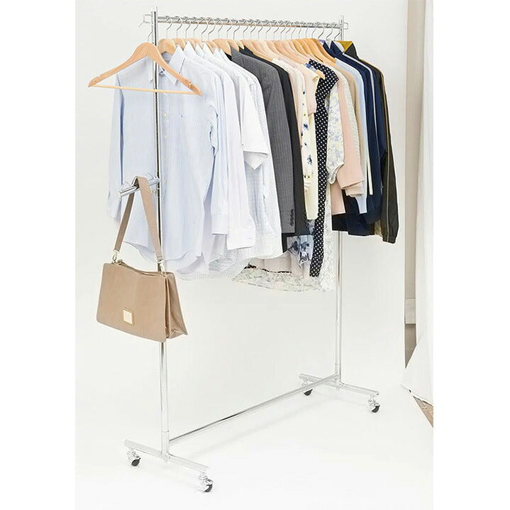 ハンガープロ シングル Luminous(ルミナス) 幅120cm 耐荷重90 奥行42cm スチール 高さ伸縮式 キャスター付 省スペース 頑丈 ハンガーラック パイプハンガー ワードローブ 衣類収納 NHPS-120
