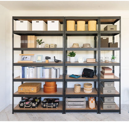 シェルフ7段 幅121cm ドリームウェア メタル&ウッドラック MK-2227NWH MK-2227NBK 1台総耐荷重約210kg リバーシブル棚板 ボルトレス 転倒防止金具付 組立用ハンマー付 お客様組立(代引不可)