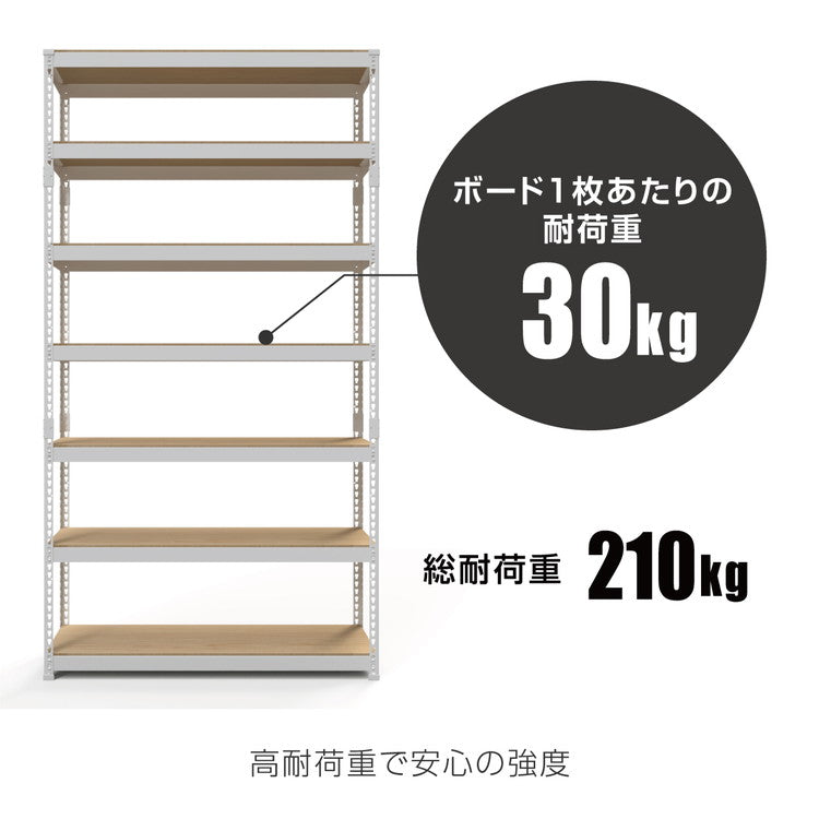 シェルフ7段 幅121cm ドリームウェア メタル&ウッドラック MK-2227NWH MK-2227NBK 1台総耐荷重約210kg リバーシブル棚板 ボルトレス 転倒防止金具付 組立用ハンマー付 お客様組立(代引不可)