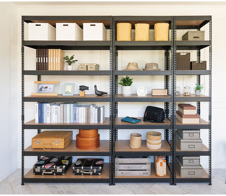 シェルフ7段 幅51cm ドリームウェア メタル&ウッドラック MK-2257NWH MK-2257NBK 1台 総耐荷重約250kg リバーシブル棚板 ボルトレス 転倒防止金具付 組立用ハンマー付 お客様組立(代引不可)