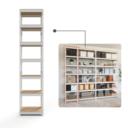 シェルフ7段 幅51cm ドリームウェア メタル&ウッドラック MK-2257NWH MK-2257NBK 1台 総耐荷重約250kg リバーシブル棚板 ボルトレス 転倒防止金具付 組立用ハンマー付 お客様組立(代引不可)