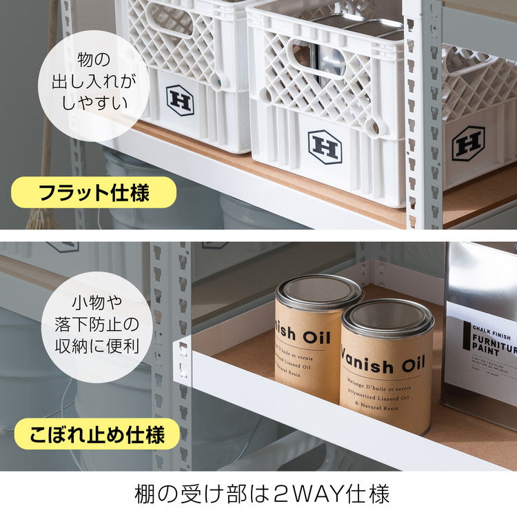 全5段 幅81cm ハンガー2段付き ドリームウェア メタル&ウッドラック MK-2285H2WH MK-2285H2BK ハンガー2本付 洋服収納可能 リバーシブル棚板 ボルトレス 転倒防止金具付 組立用ハンマー付(代引不可)