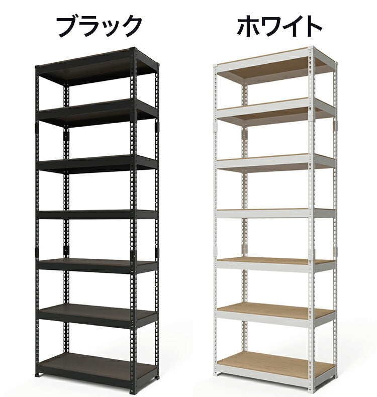シェルフ7段 幅81cm ドリームウェア メタル&ウッドラック MK-2287NWH MK-2287NBK 1台 総耐荷重約250kg リバーシブル棚板 ボルトレス 転倒防止金具付 組立用ハンマー付 お客様組立(代引不可)
