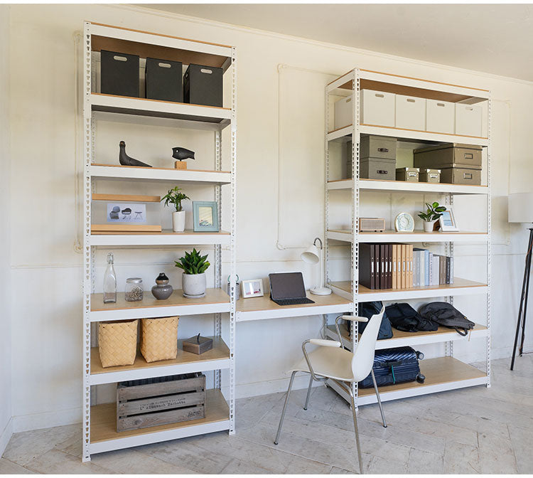 シェルフ7段 幅81cm ドリームウェア メタル&ウッドラック MK-2287NWH MK-2287NBK 1台 総耐荷重約250kg リバーシブル棚板 ボルトレス 転倒防止金具付 組立用ハンマー付 お客様組立(代引不可)