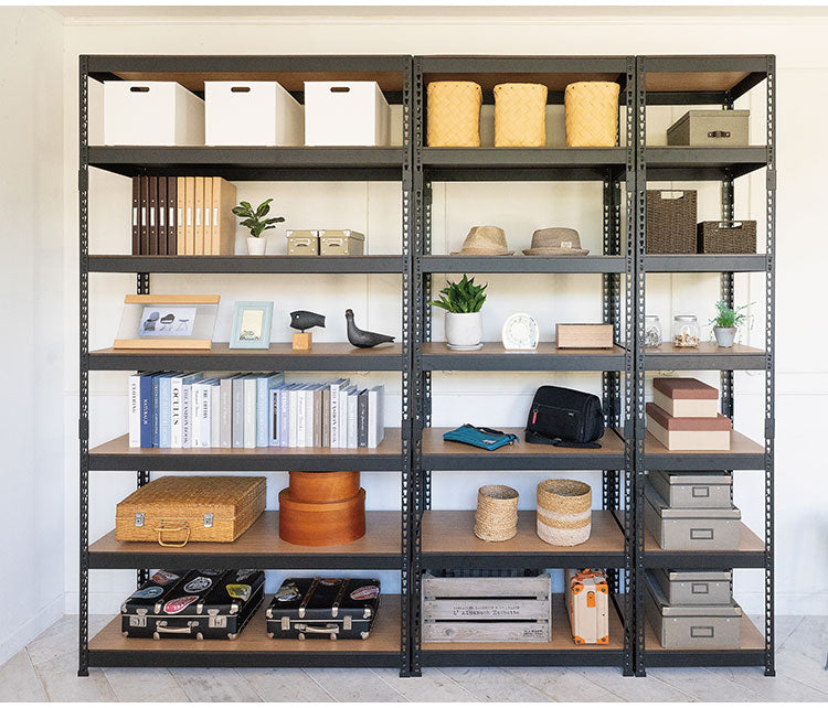 シェルフ7段 幅81cm ドリームウェア メタル&ウッドラック MK-2287NWH MK-2287NBK 1台 総耐荷重約250kg リバーシブル棚板 ボルトレス 転倒防止金具付 組立用ハンマー付 お客様組立(代引不可)