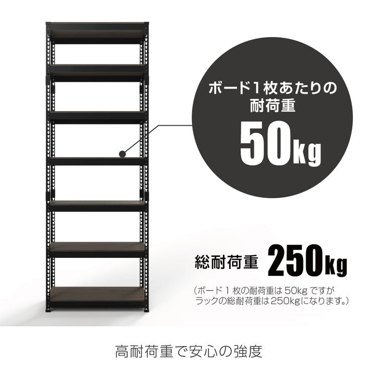 シェルフ7段 幅81cm ドリームウェア メタル&ウッドラック MK-2287NWH MK-2287NBK 1台 総耐荷重約250kg リバーシブル棚板 ボルトレス 転倒防止金具付 組立用ハンマー付 お客様組立(代引不可)