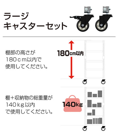 シェルフ5段 キャスターセット 幅81cm ドリームウェア メタル&ウッドラック 大容量 MK-885NCAWH MK-885NCABK 1台キャスター付 リバーシブル棚板 ボルトレス 2分割可能 組立用ハンマー お客様組立(代引不可)