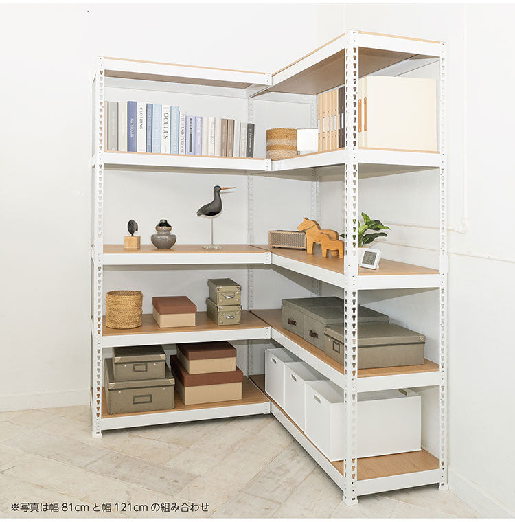 コーナー連結 シェルフ5段 幅81cm ドリームウェア メタル&ウッドラック専用 コーナー連結シェルフ5段 幅81cm MK-C85NWH MK-C85NBK 組立用ハンマー付(代引不可)