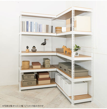 コーナー連結 シェルフ5段 幅81cm ドリームウェア メタル&ウッドラック専用 コーナー連結シェルフ5段 幅81cm MK-C85NWH MK-C85NBK 組立用ハンマー付(代引不可)