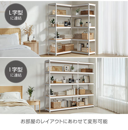 コーナー連結 シェルフ5段 幅81cm ドリームウェア メタル&ウッドラック専用 コーナー連結シェルフ5段 幅81cm MK-C85NWH MK-C85NBK 組立用ハンマー付(代引不可)