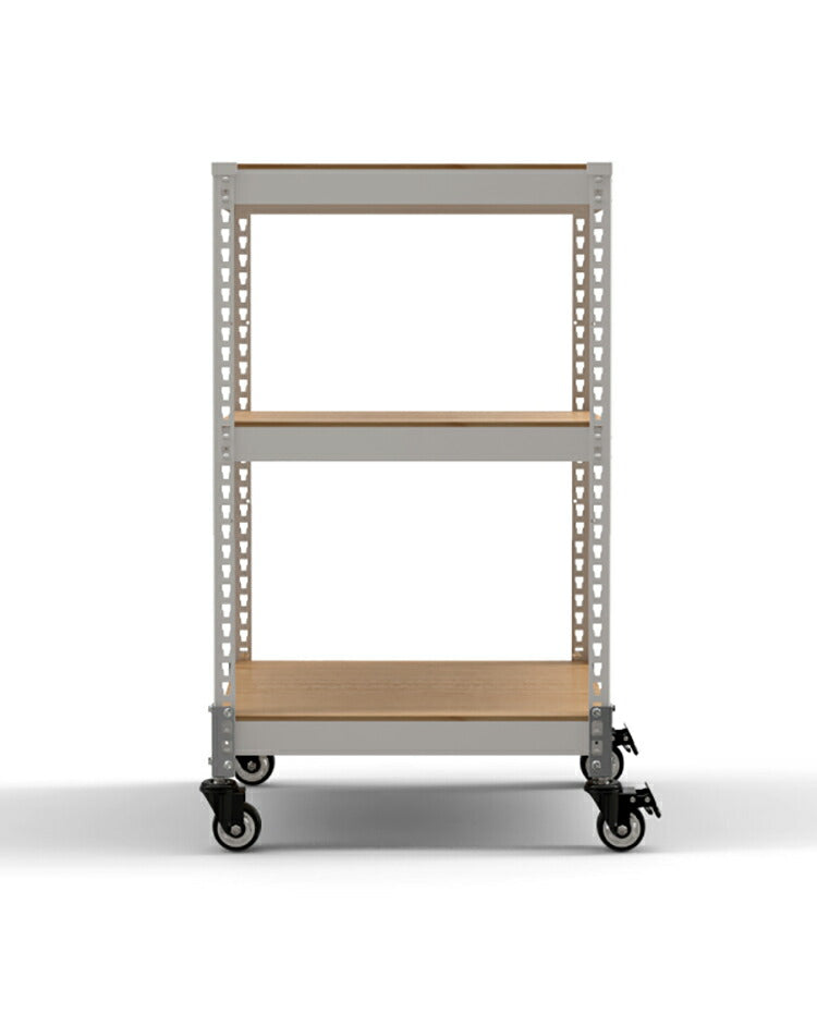 シェルフ3段 キャスターセット 幅61cm ドリームウェア メタル&ウッドラック 幅61cm MK-KT23NCAWH 総耐荷重80kg キャスター付 リバーシブル棚板 ボルトレス 組立用ハンマー付 お客様組立(代引不可)