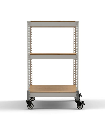 シェルフ3段 キャスターセット 幅61cm ドリームウェア メタル&ウッドラック 幅61cm MK-KT23NCAWH 総耐荷重80kg キャスター付 リバーシブル棚板 ボルトレス 組立用ハンマー付 お客様組立(代引不可)