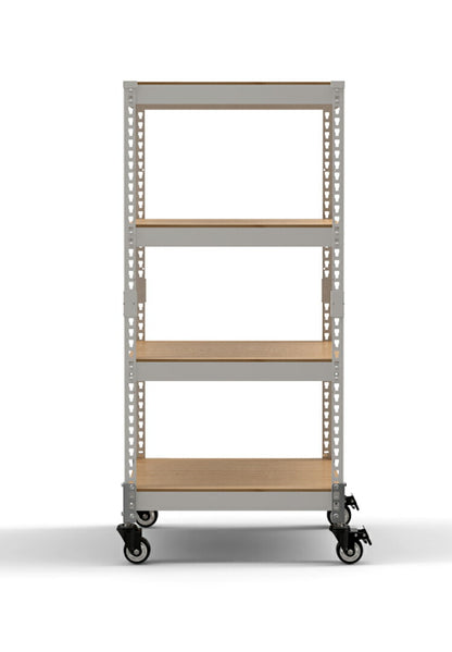 シェルフ4段 キャスターセット 幅61cm ドリームウェア メタル&ウッドラック MK-KT24NCAWH 1台 総耐荷重80kg キャスター付 リバーシブル棚板 ボルトレス 組立用ハンマー付 お客様組立(代引不可)