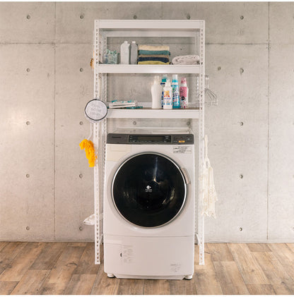 ランドリーラック 3段 幅82cm 冷蔵庫上 スチールラック キッチン 収納棚 収納ラック スリム おしゃれ キッチンラック スチールシェルフ オープンラック ステンレス 木製棚板 木目 リバーシブル(代引不可)