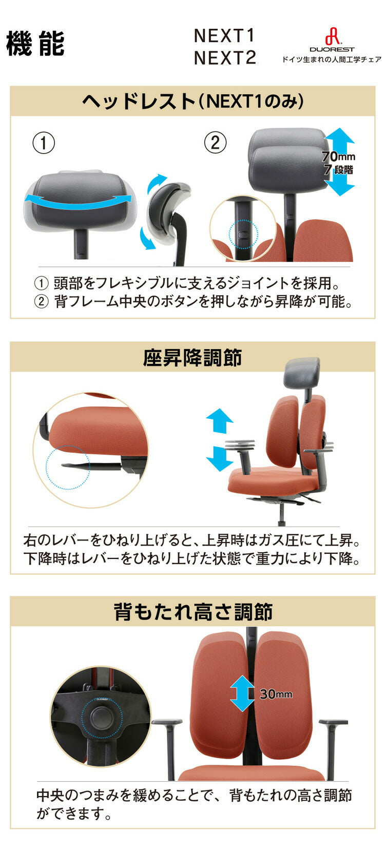 DUOREST NEXT2 体圧分散 チェア 疲れにくい 椅子 オフィス デュオレスト デスクチェア オフィスチェア コンパクト パソコンチェア 椅子 昇降 回転椅子 腰痛対策 肘付き ハイバック おしゃれ(代引不可)
