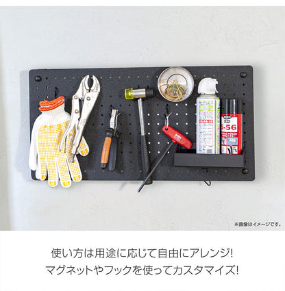 スパンチングボード 幅60×高さ30cm フック付き 有孔ボード 穴あきボード フック パンチングボード マグネットボード DIY 壁のDIY スチール製 収納 シンプル 省スペース コンパクト 壁(代引不可)