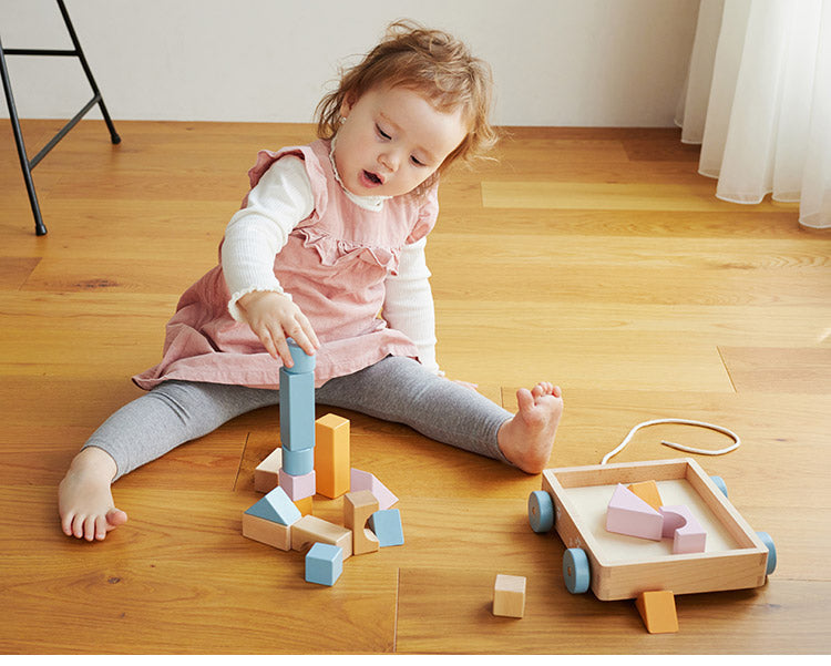 PolarB つみきワゴン 天然木 積み木 出産祝い ポーラービー ビーギフト クリスマスプレゼント つみき 子供 男の子 女の子 知育玩具 誕生日ギフト お祝い キッズ
