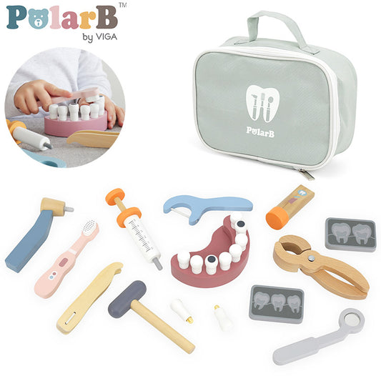 PolarB デンタルセット 天然木 積み木 出産祝い ポーラービー ビーギフト クリスマスプレゼント つみき 子供 男の子 女の子 知育玩具 誕生日ギフト お祝い キッズ ごっこ遊び