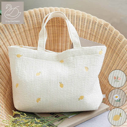 D BY DADWAY ヌビ トートバッグ 柔らかい肌ざわり かわいい 刺繍バッグ 刺繍 軽い マチあり 収納力抜群 ポケット付き ベビー用品 習い事 レッスンバッグ 大容量 ディーバイダッドウェイ