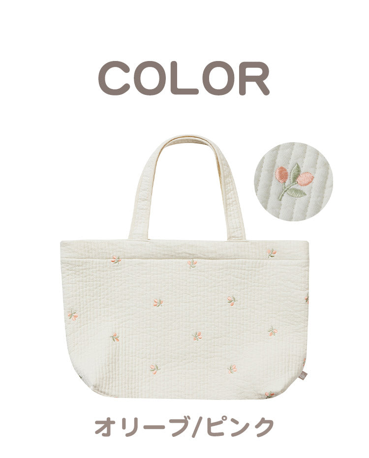 D BY DADWAY ヌビ トートバッグ 柔らかい肌ざわり かわいい 刺繍バッグ 刺繍 軽い マチあり 収納力抜群 ポケット付き ベビー用品 習い事 レッスンバッグ 大容量 ディーバイダッドウェイ