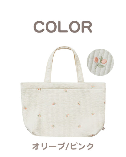 D BY DADWAY ヌビ トートバッグ 柔らかい肌ざわり かわいい 刺繍バッグ 刺繍 軽い マチあり 収納力抜群 ポケット付き ベビー用品 習い事 レッスンバッグ 大容量 ディーバイダッドウェイ