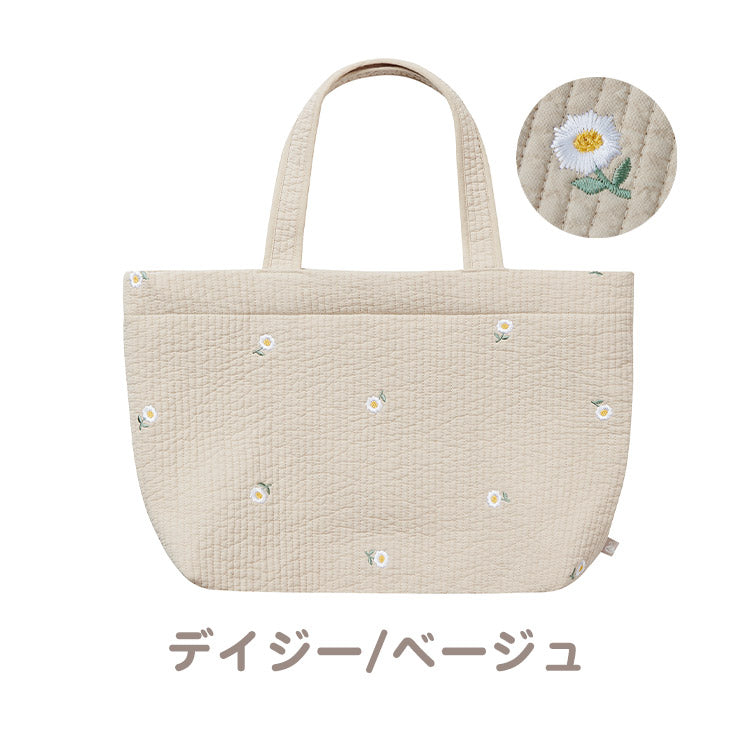 D BY DADWAY ヌビ トートバッグ 柔らかい肌ざわり かわいい 刺繍バッグ 刺繍 軽い マチあり 収納力抜群 ポケット付き ベビー用品 習い事 レッスンバッグ 大容量 ディーバイダッドウェイ