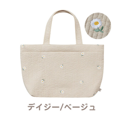D BY DADWAY ヌビ トートバッグ 柔らかい肌ざわり かわいい 刺繍バッグ 刺繍 軽い マチあり 収納力抜群 ポケット付き ベビー用品 習い事 レッスンバッグ 大容量 ディーバイダッドウェイ